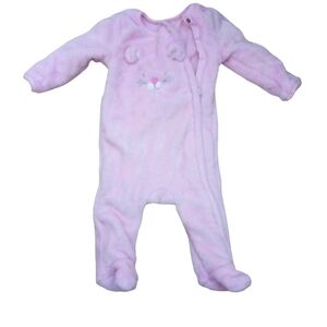 Absorba Super Soft Pink Velour Zippered Footed Onesie
